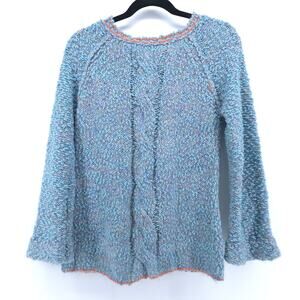 EINII Retro Robin Blue & Orange Pullover w/ Back Cutout and Silver Flecks |Small